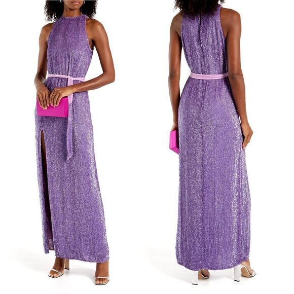 NWT Retrofete Tilly Fully Sequined Dress Gown in Light Purple M - Picture 1 of 8